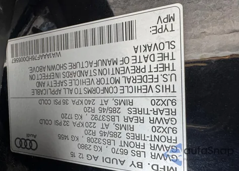 2017 Audi Q7 Premium из США, поврежденный, VIN WA1AAAF76HD005567